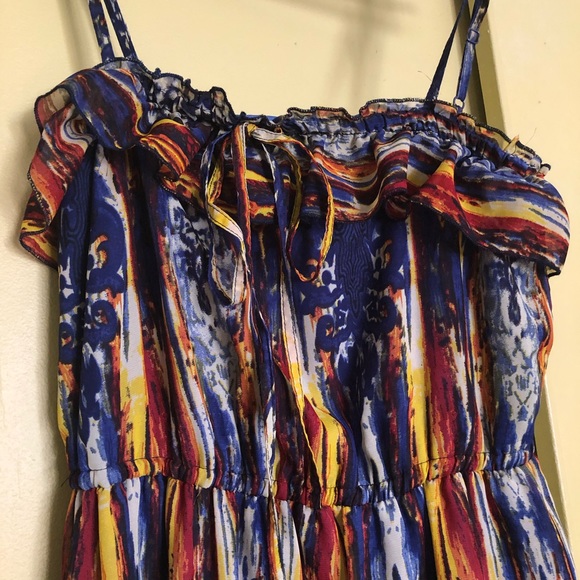 Maxi dress - fully lined. Beautiful blue multi. - Picture 5 of 5